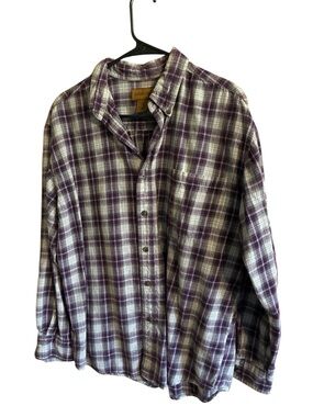 St. John's Bay Purple and White Plaid Button-Down Shirt